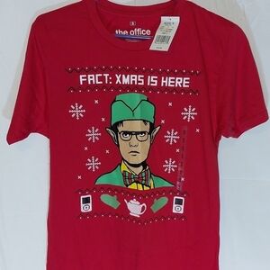 The Office Men's T-Shirt Dwight as ELF in Red Size Small Christmas New
